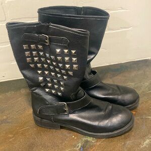 Rock & Republic Studded Leather Moto Boots